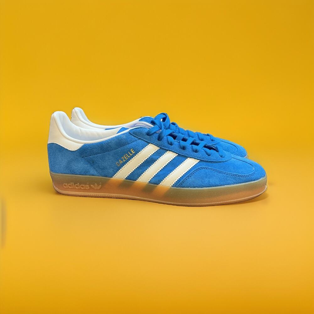 Size 11.5 - adidas Men's Gazelle Indoor Blue Bird Gum